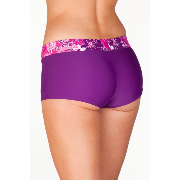 ... womens ladies dark purple and pink floral band swimwear bikini shorts  10-18 CAENMFF