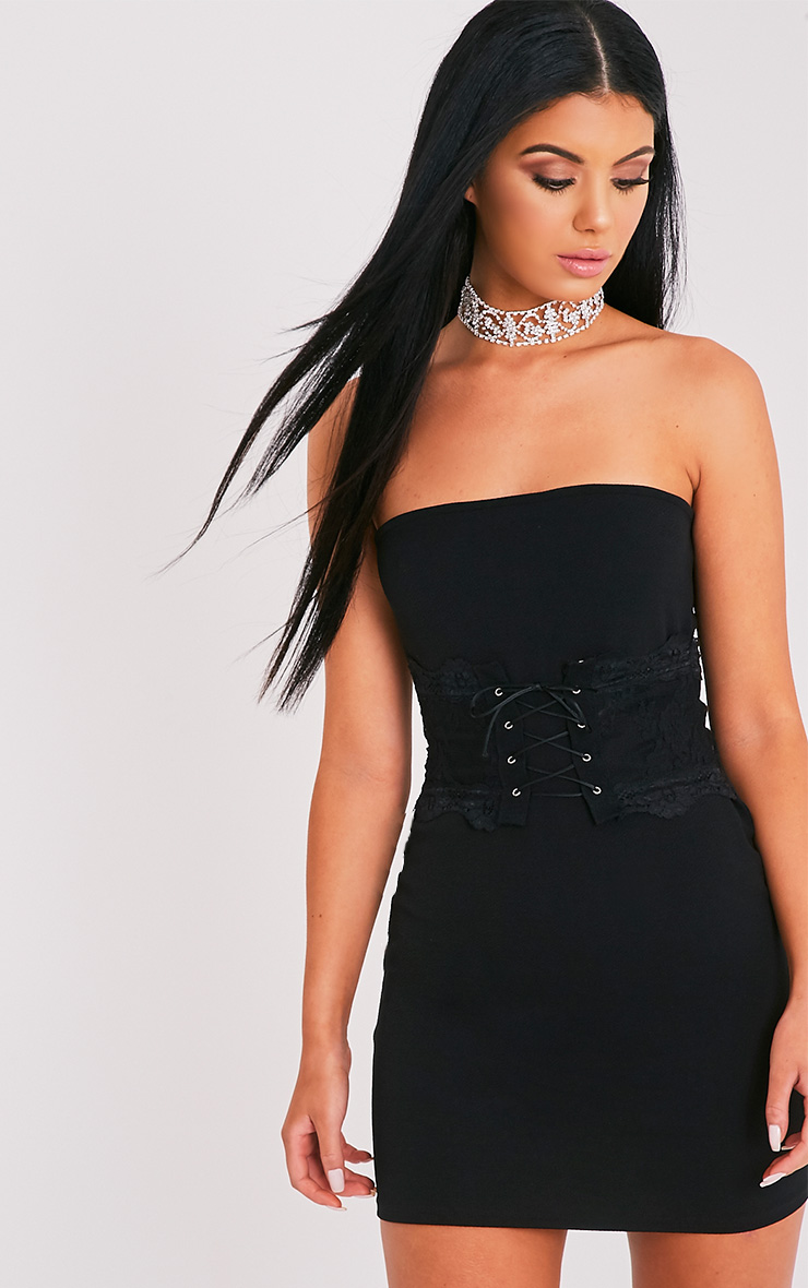 albanie black corset detail bandeau dress SBFDLVA