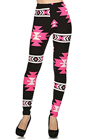 always womenu0027s pink and black aztec leggings tribal pattern pants (one  size, pink and AISPYOV