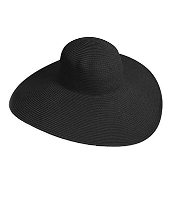 big beautiful solid color floppy hat, black QNLBHDX