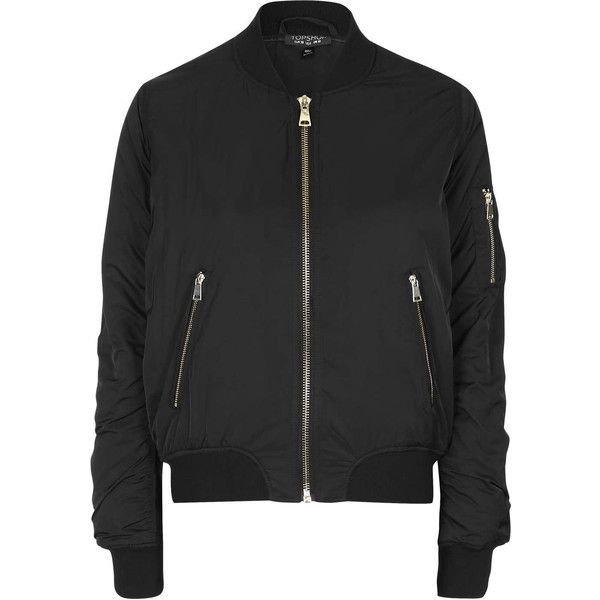 black jackets topshop ma1 zip bomber jacket ($84) ❤ liked on polyvore featuring  outerwear, jackets XMQHALA