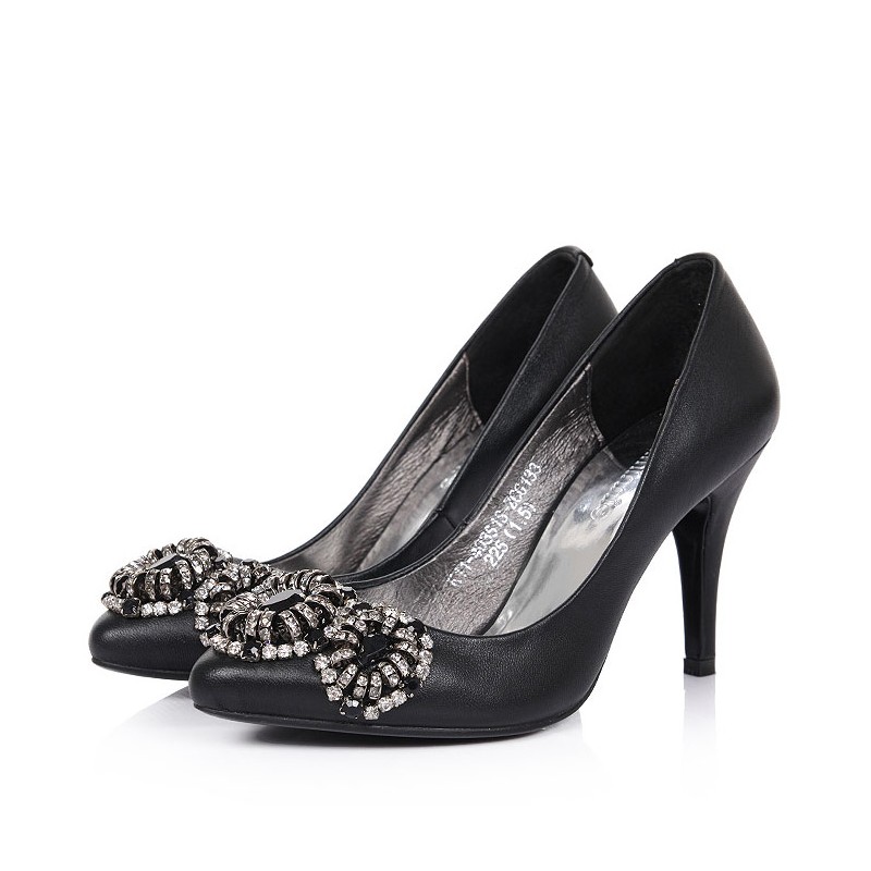 black jeweled rhinestones dress shoes for women RLTJTUI