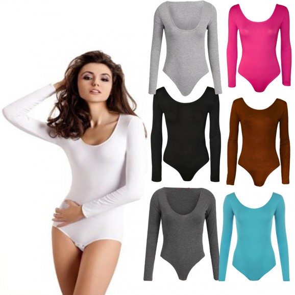 bodysuits for women wholesale womens plain super soft full sleeve bodysuit ( pack of 6 ) MXKBNVG