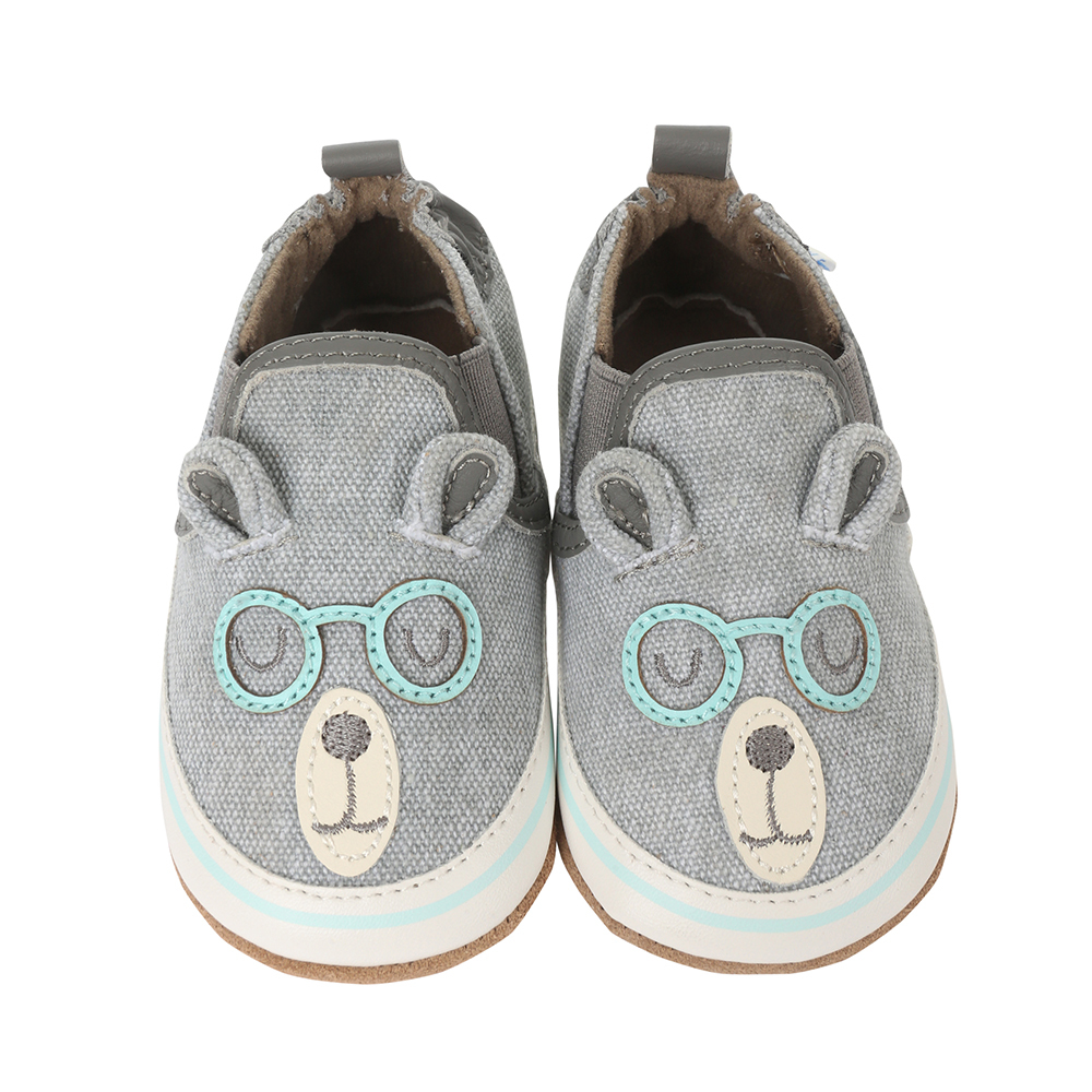 brainy bear baby shoes, grey MJSAANB