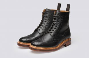 brogue boots grenson shoes u0026 accessories | fred mens brogue boot in black calf leather - VDHEHSM
