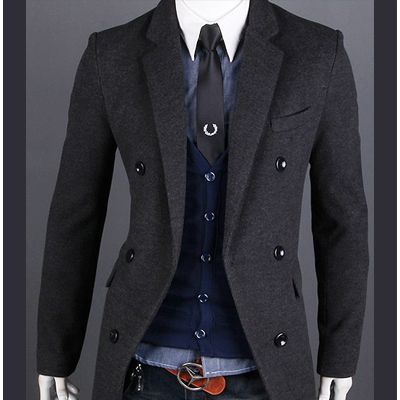 coats for men details about mens winter coat cashmere peacoat woolen double pea coat men  slim long RLGHWNP