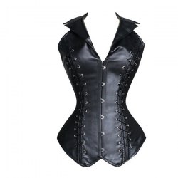 corset tops stylish v-neck halter solid color lace-up corset for women - black - ZBLBYLM