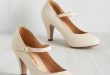 cream shoes romantic revival heel in creme - cream, solid, scallops, wedding, work, MOLHUUR