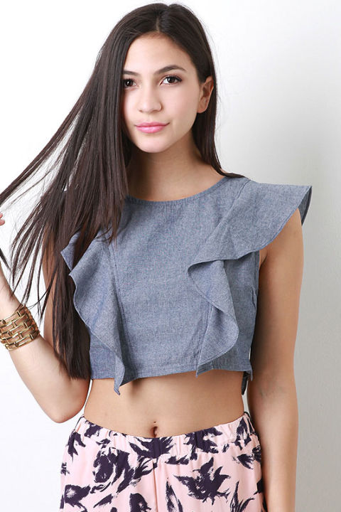 cropped tops ruffled HYFAMWF