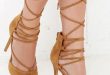 cute brown heels - lace-up heels - caged heels - $36.00 EOJXINK