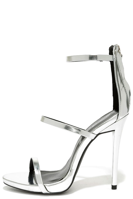 cute silver heels - dress sandals - high heel sandals - $34.00 OGRMMLZ