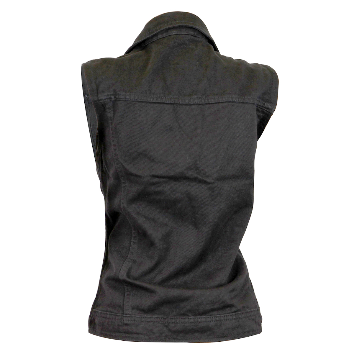denim vest for women womens black denim vest with studded collar ... ZXASQQB