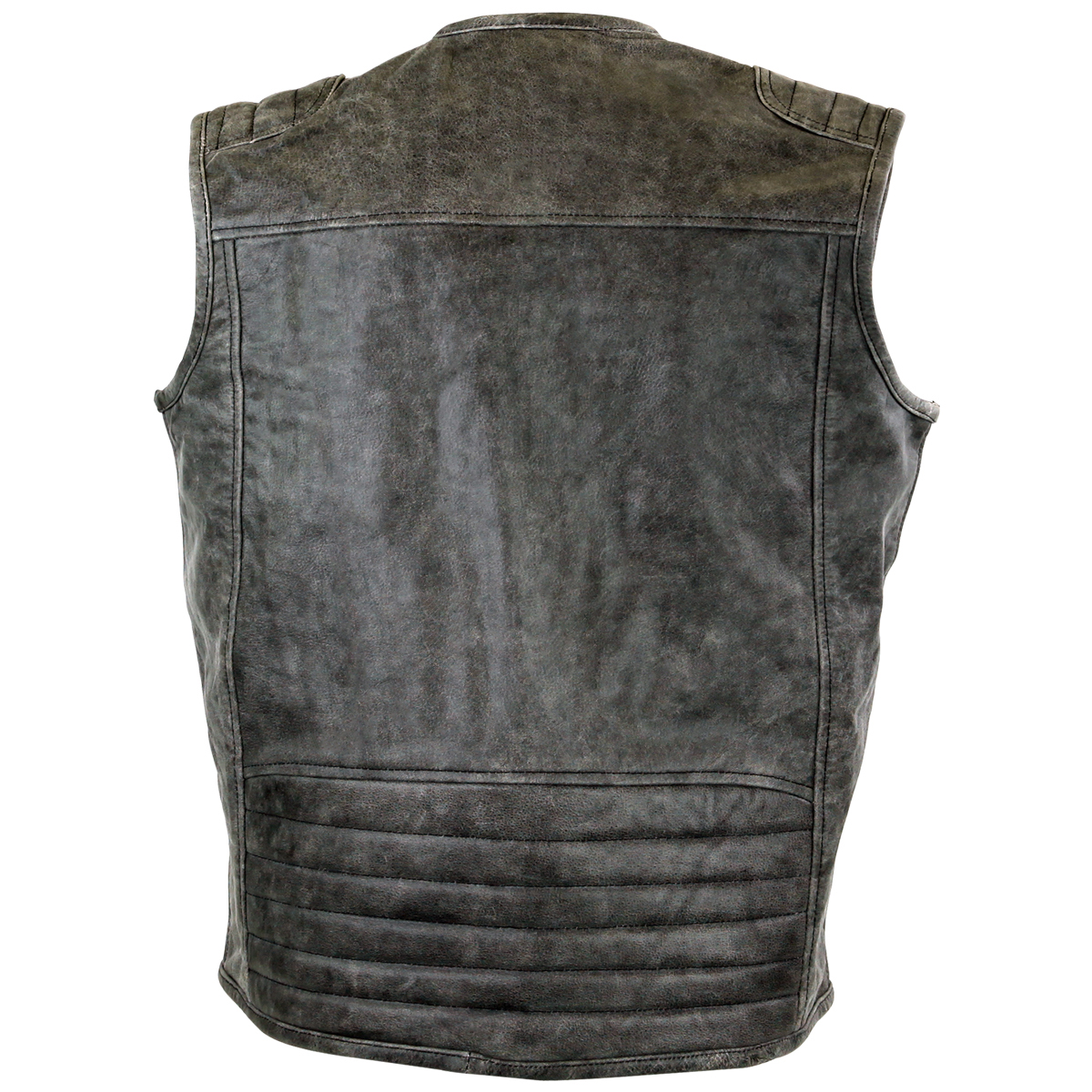 distressed grey motorcycle club leather vest ... UJAQLXJ
