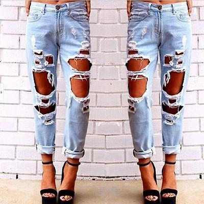 fashion womens destroyed jeans ripped distressed denim pants hole boyfriend  jeans long pencil trousers(china UTQKEHX