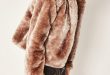 faux fur jacket brown hooded short faux fur coat FAOUXFB