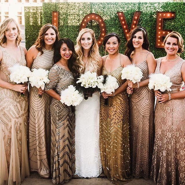 gold bridesmaid dresses beaded v-neck gown GAUWSZM