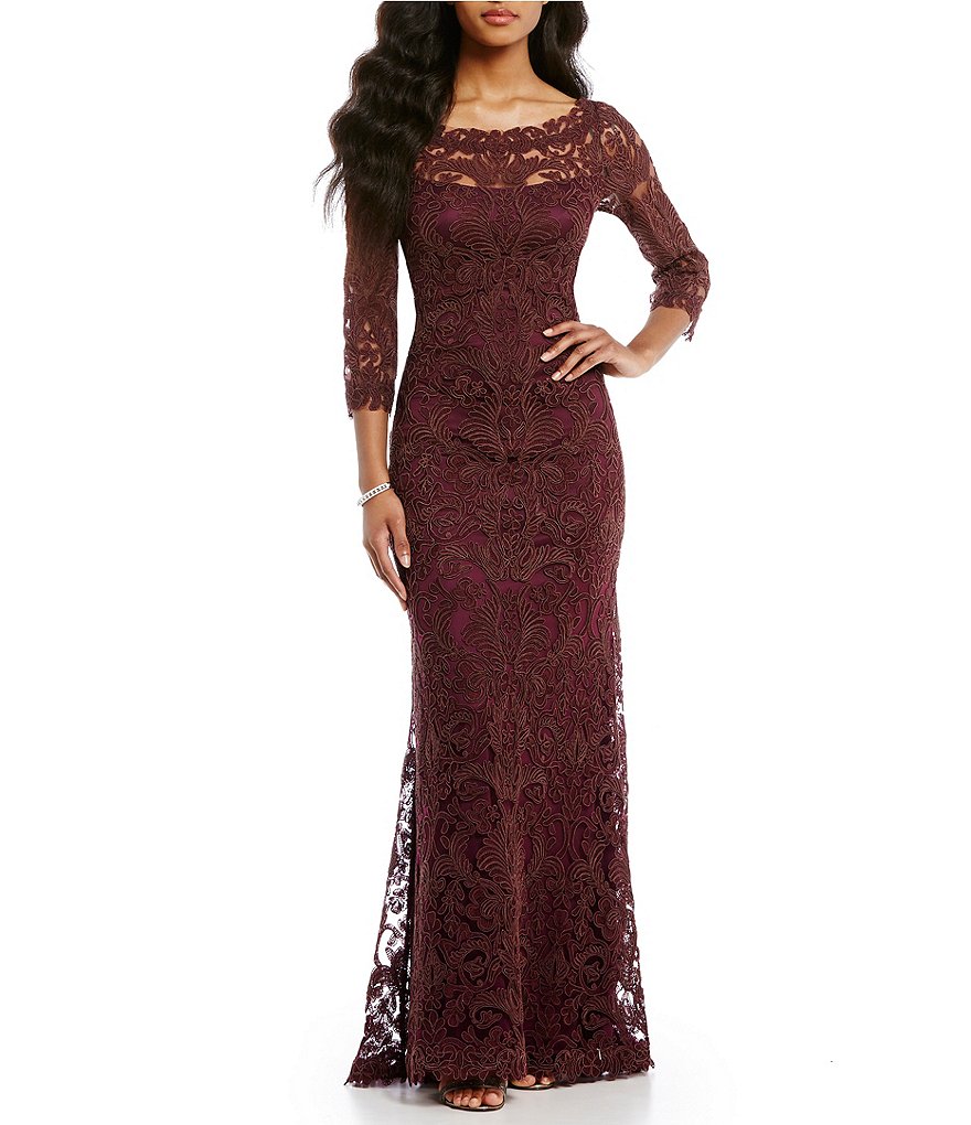 gown dresses tadashi shoji embroidered lace gown UKQWGCS