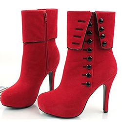high heel boots red platform ankle boots with button TFWNHOK