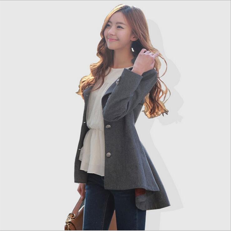 hot sale 2015 winter coats for women korean long-sleeved solid button  dovetail wool coat UBXDYPS