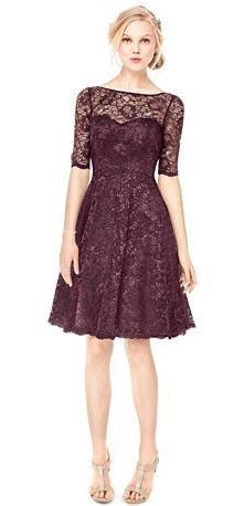 lace dresses short lace dress with illusion neck and sleeves style f15721 #davidsbridal  #bridesmaiddress #fallweddings FIQAROR