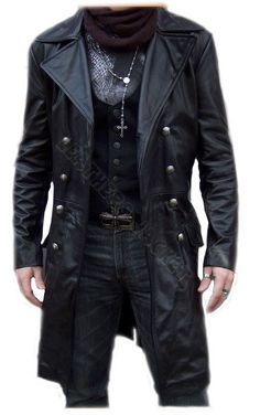 leather coats handmade men black biker leather coat, men leather coat, men long leather  coat, JABBTOA
