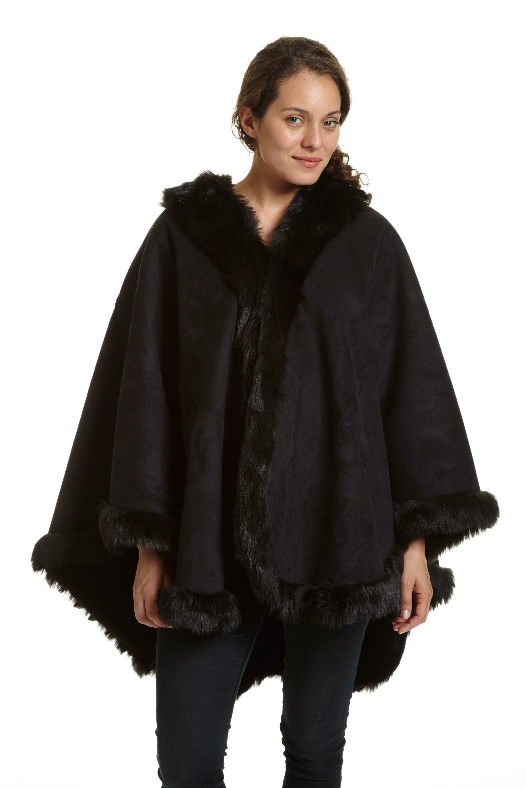leather coats womens faux shearling cape WKXNMRR