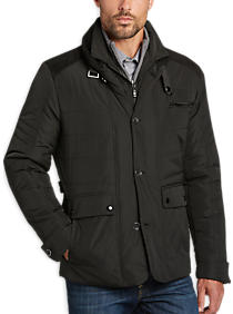 long coats for men mens outerwear, clothing - pronto uomo black modern fit quilted jacket -  menu0027s wearhouse YUIAMMQ
