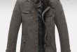 mens coats knitted stand collar wool blend tweed coats long jackets OPFZOOH