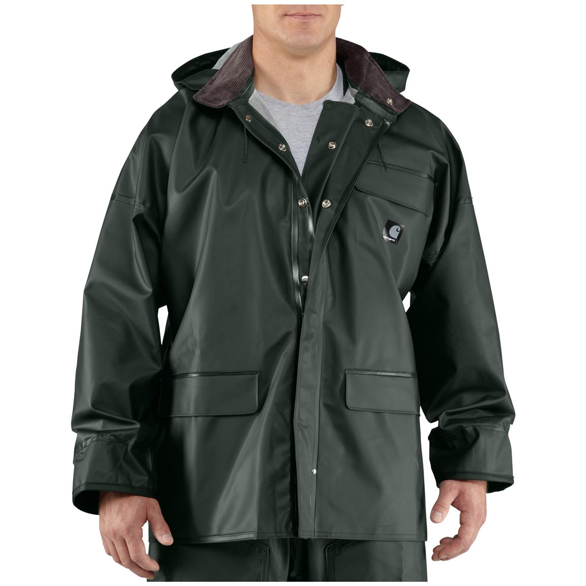 mens raincoat menu0027s carhartt® surrey waterproof hooded rain coat, green OVEYKFV