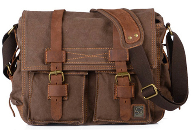 messenger bags for men vintage new 2015 fashion genuine leather + military canvas messenger bag men  leather shoulder PCWDRWA