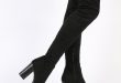nina thigh high boots in black faux suede JQCWOYQ