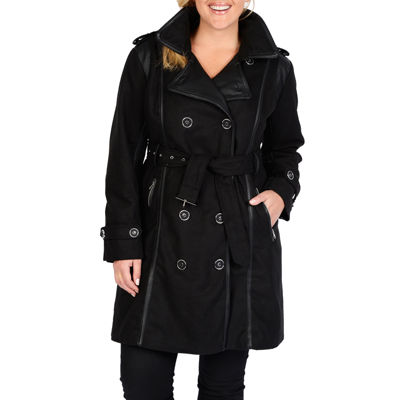 pea coats for women excelled® faux-wool belted trench coat - plus AZOBSEM