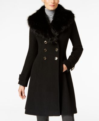 pea coats for women ivanka trump faux-fur-trim a-line walker coat NHQFUKE