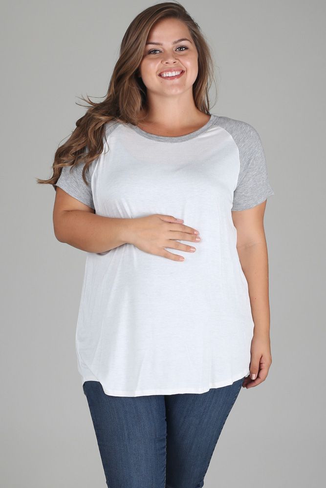plus size maternity clothes white grey sleeve plus size maternity top LFCCJYN