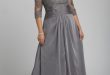 plus size mother of the bride dresses 2017 popular style plus size gray mother of the bride dress 3/4 sleeve scoop OZWKFYC