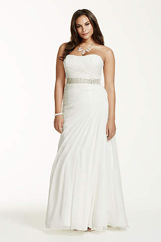 plus size wedding gowns davidu0027s bridal collection. crinkle chiffon draped plus size ... CLYQCZA
