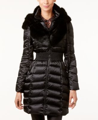 puffer jacket laundry by shelli segal faux-fur-collar quilted puffer coat XGENEWO