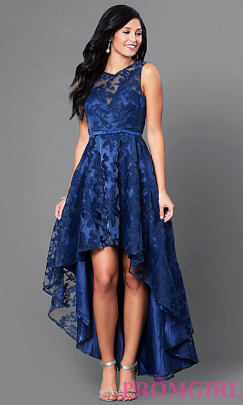 semi formal dresses image of high-low lace sleeveless semi-formal dress. style: lp- WYFDFTC