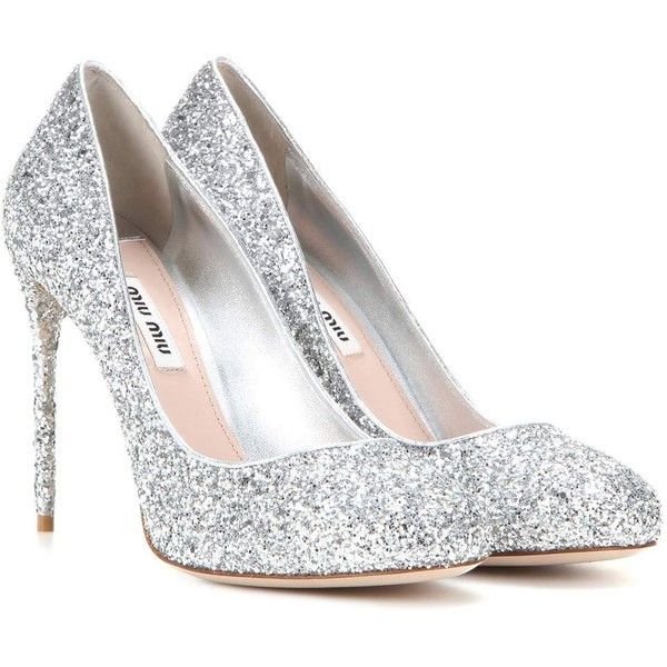 silver heels miu miu glitter pumps (17.315.515 vnd) ❤ liked on polyvore featuring shoes LNQGJLW