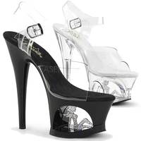 stripper shoes moon-708tg, 7 inch high heel with trucker girl on platform HUCKPYZ