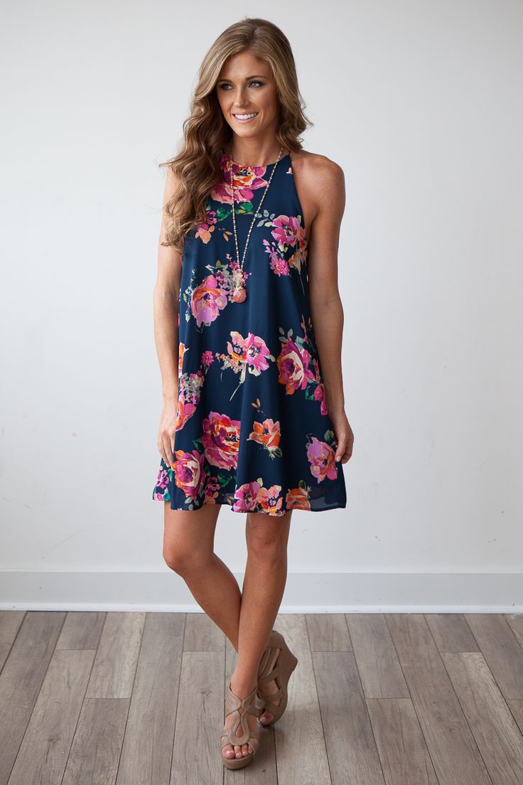 summer dress bloom where you are planted shift dress - navy | magnolias, boutiques and  floral IPRRFFH