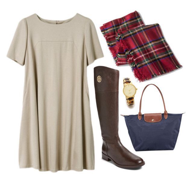 thanksgiving outfits cute thanksgiving outfit: plaid scarf, flowy dress, riding boots, u0026  longchamp. DJBYVAP