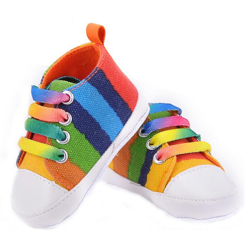 unikids high quality baby shoes girls boys 2015 fashion rainbow canvas shoes  soft prewalkers HYAZXZJ