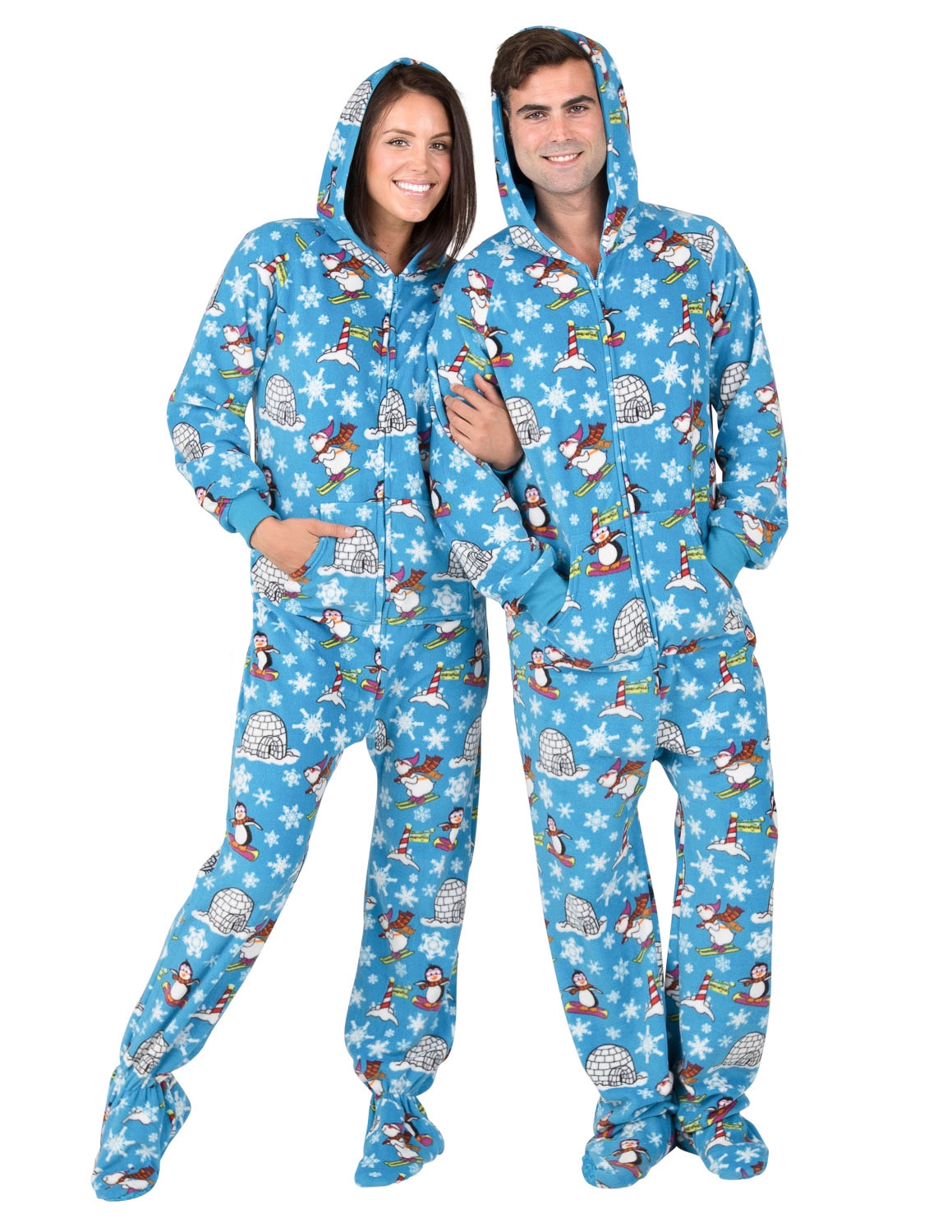 winter wonderland hooded footed pajamas PXQCGIY