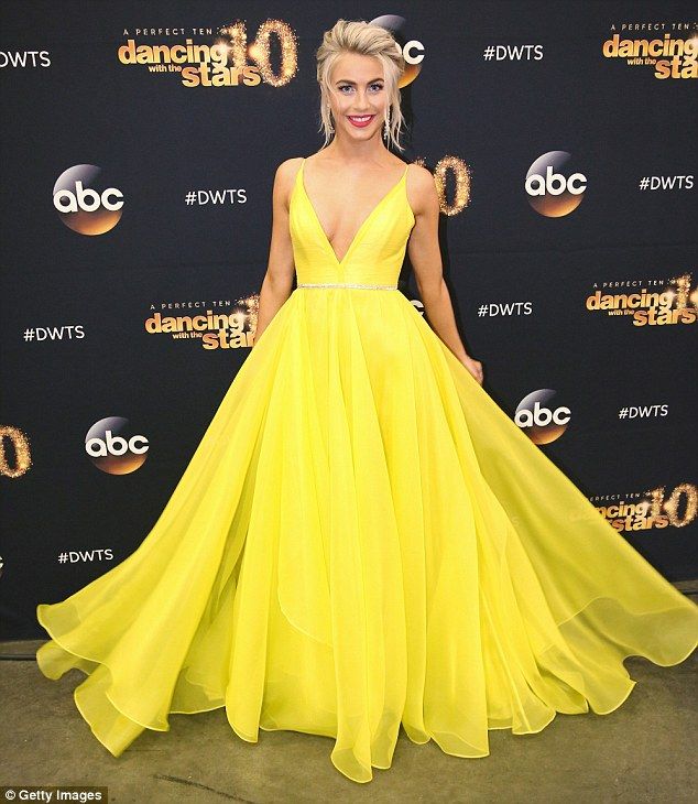 yellow dresses eye-catching: julianne hough stood out in a bright yellow gown by leanne  marshall PKUNXTV