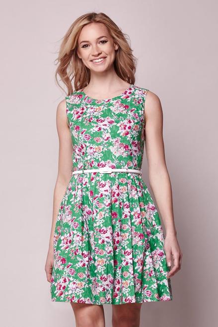 yumi dresses yumi floral print belted summer dress WIXWTRY