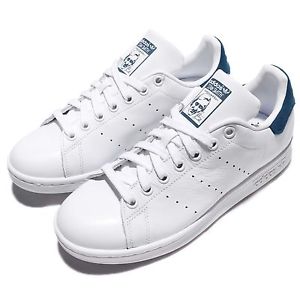 adidas classic shoes image is loading adidas-originals-stan-smith-white-blue-leather-men- USZJWJT