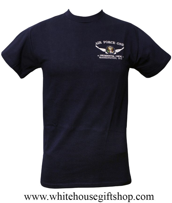air force T shirts t-shirt, air force one presidential crew, washington d.c., embroidered,  navy blue, preshrunk cotton, only OFUFMZW
