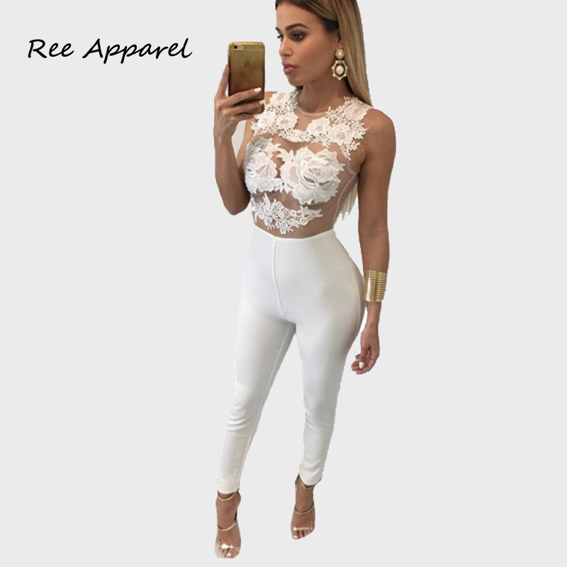 all white romper 2016 fashion sexy women bodycon jumpsuit white black lace jumpsuits u0026  rompers womens sheer VXHWMXB