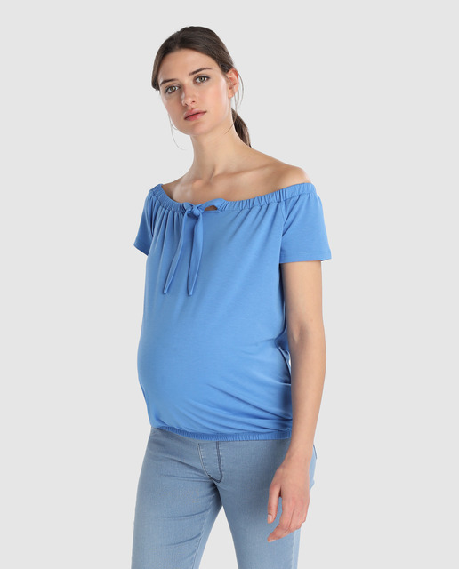 alía maternity wear blue short sleeved t-shirt HUKIFYR